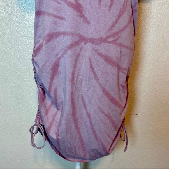 Victoria’s Secret Pink Tie Dye Jersey Tee Shirt Dress Side Ruching Purple Large - Picture 4 of 13